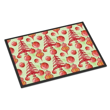 Carolines Treasures Carolines Treasures BB7483JMAT Red Christmas Tree & Ornaments Indoor or Outdoor Mat; 24 x 36 in. BB7483JMAT